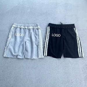 Streetwear 100% coton personnalisé Short de survêtement respirant été décontracté ourlet brut bord coupé rayé piste Cargo impression conception pour hommes - Product Image 4