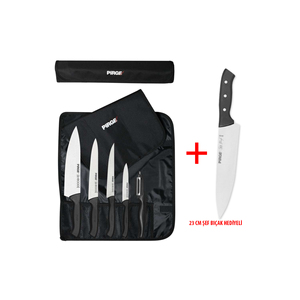 Ensemble de couteaux Ecco 6 pièces avec étui, couteau de chef Profi 23 cm, acier inoxydable, bord droit, poli, ambidextre, noir - 36162 - Product Image 1
