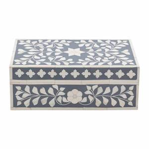 Caja de joyería con incrustaciones de hueso indio hecha a mano, forma rectangular, elegante caja con incrustaciones de hueso - Product Image 1