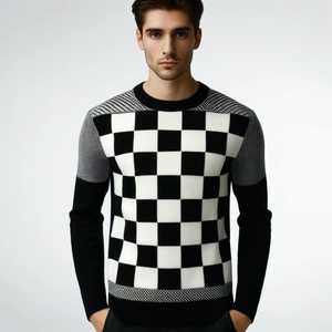 Pull en maille d'hiver pour homme, 100% laine, broderie jacquard, col rond, faible MOQ, personnalisation de votre design - Product Image 4