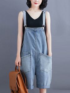Denim High Quality Short Dungaree <b>for</b> <b>Women</b> Light Wash Distressed Vintage Effortless Style Bib <b>Overall</b> Button Printed Trendy - Product Image 3