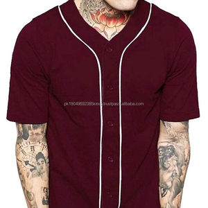 Chemise en jersey de baseball solide personnalisée pour hommes et femmes dernière conception avec t-shirt uni à manches courtes et boutons vêtements de sport respirants - Product Image 1
