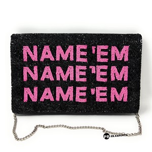 Pochette de luxe pliable à boutons perlés et rayures de course, design personnalisé, rouge et blanc, avec chaîne, pour mariage, soirée, mode géométrique - Product Image 2