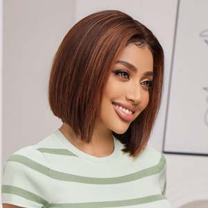 DWY-wig003-2 8 Inch <b>Red</b> Brown Short Straight <b>Wig</b> for Daily Use by DWY-<b>Wigs</b> - Product Image 5