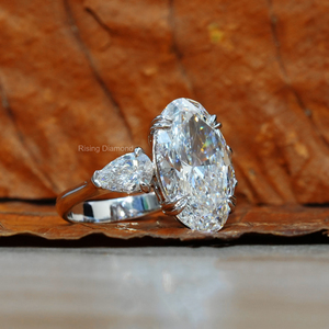 Anillo de Compromiso con Tres Piedras de Diamante Ovalado de 5.0 Ct Cultivado en Laboratorio, Oro Blanco, Estilo Bohemio, Certificado IGI, Anillos de Diamante de Aniversario - Product Image 4