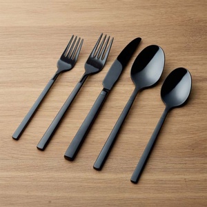 Ensemble de couverts peu coûteux en argent poli miroir avec longue poignée de concepteur ronde en or fait à la main populaire couteau occidental fourchette cuillère - Product Image 3