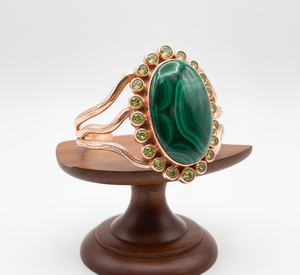 <b>Men</b> Bohemian Style Rose Gold Tibetan Silver <b>Beaded</b> <b>Bracelet</b> Handcrafted Malachite Cabochon High Quality Certified Bangle Cuff - Product Image 6