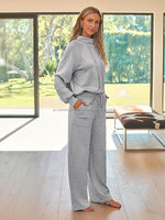 Conjuntos de salón para mujer, chándales, conjuntos de 2 piezas, sudadera con cordón de otoño 2024, pantalones de chándal de pierna ancha, chándal