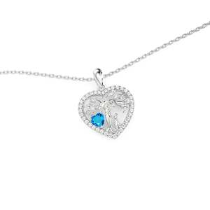 Jeulia Custom Mother & Child <b>Tree</b> of Life Heart <b>Necklace</b> with Moissanite Birthstone - Product Image 2