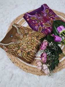 Elegante pantalón Kurti Dupatta para mujer, conjunto con bordado, elegante traje étnico de 3 piezas para fiesta, ropa festiva e informal - Product Image 5