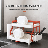 Égouttoir à vaisselle double couche en plastique PS ABS, organisateur de rangement de cuisine, support de séchage pour bols et assiettes, égouttoir à vaisselle, support de comptoir