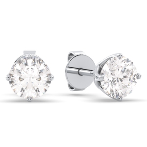 REYES Luxe 925 Sterling Silver Round Cut 1.61 Carat Moissanite Screw Back Stud Earrings Simple Daily Wear Women Fine Jewelry - Product Image 1