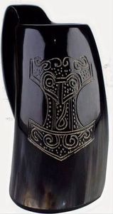 Tasse à corne en céramique gravée de grande taille fabriquée à la main pour fournitures de jeu Viking directement de l'Inde par HF CRAFTS - Product Image 2