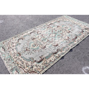 พรมตุรกีโบราณ ขนาด 4.6x9.2 ฟุต (140x280 ซม.) พรมขนสัตว์สีน้ำเงิน - Product Image 2