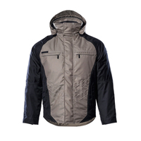 Blouson de moto coupe-vent bleu-gris pour homme, col montant, fermeture éclair, coupe classique, style motard, veste softshell