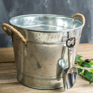 High-Demand Customized Galvanized Metal <b>Wine</b> Cooler Cubes Storage Pot OEM ODM High-Rustic Robe Handles Beverage Tubs Ice <b>Buckets</b> - Product Image 1