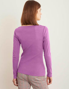 Camiseta de manga larga con cuello redondo al por mayor para mujer, camiseta informal gruesa de manga larga elástica alta, transpirable y de la mejor calidad - Product Image 4