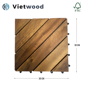 Viet Wood 300x300mm Modern Waterproof Anti-Slip Eco-Friendly Click <b>Interlocking</b> Square Outdoor Decking <b>Tiles</b> Matt Finish - Product Image 4