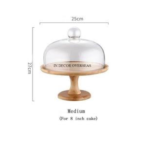 Vintage Rustic Art Designer Black Color Powder Coated Heavy Duty Metal Base <b>Cake</b> <b>Stand</b> With Clear <b>Glass</b> Top Cover From India - Product Image 4