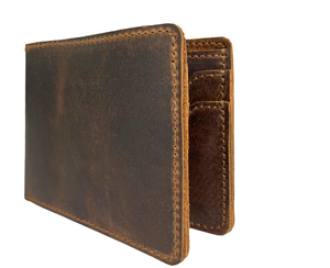 Stylish Vintage Leather Bifold Wallet Open Closure Long Length Polyester Lining Minimalist <b>Travel</b>-Friendly Holds up to 8 <b>Cards</b> - Product Image 3