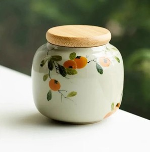 Heart Print Ceramic <b>Storage</b> Jar With Lid Airtight Food Safe Container Durable Kitchen Organizer Cute Countertop <b>Storage</b> - Product Image 2