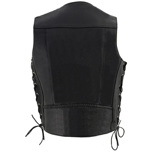 Chaleco de Cuero para Hombre con Cierre de Cremallera y Broches, Chaqueta sin Mangas de Cuero Genuino Resistente para Actividades al Aire Libre, Transpirable - Product Image 2