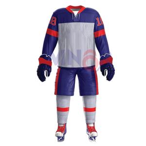 Uniforme de hockey sur glace confortable sur mesure en stock 100% polyester Uniforme de hockey sur glace personnalisé Design uniforme de hockey sur glace - Product Image 2