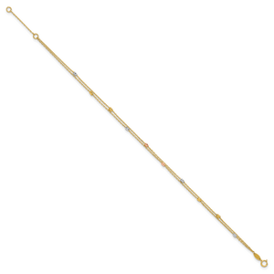 Leslie's 14K Tri-Color Polish/Dia-Cut 2-Strand 9in <b>Anklet</b> with 1in Extension Fine Jewelry - Product Image 2