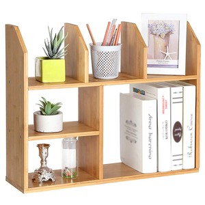 Modern <b>Mini</b> Bamboo Wood Standing <b>Desk</b> Bookshelf 45x12x55cm Office Organizer for Desktop & Living Room - Product Image 1