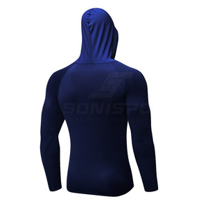 Sudaderas con Capucha de Compresión Sólidas Personalizadas para Hombre, Transpirables, con Bolsillo, para Deportes de Invierno, Jogging, Servicios OEM, Fabricadas en Pakistán - Product Image 3