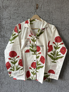 Traje de noche de algodón con estampado de flores rojas de lujo para mujer, pijamas suaves de manga larga, ropa de descanso, conjuntos de pijama de talla grande, informal, Sexy - Product Image 5
