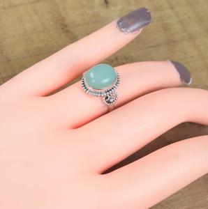 แหวนพลอยคาลซิโดนีทำมือ925พลอยเงินสเตอร์ลิงทำด้วยมือของขวัญคริสต์มาสเดือนมีนาคม - Product Image 3