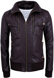 Veste en cuir de vache pour homme, devant en cuir écologique, légère, moto, PU, coupe-vent, chaude, grande taille, décontractée, streetwear, hiver, fitness - Product Image 5