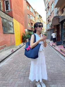 Bolso Tote de rafia hecho a mano con asa de ganchillo colorida, venta al por mayor - Product Image 3