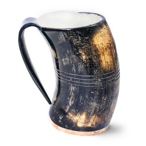 Z CRAFTS Taza de cuerno de buey real Estilo náutico vikingo pulido para cerveza y whisky Beber estilo animal - Product Image 2