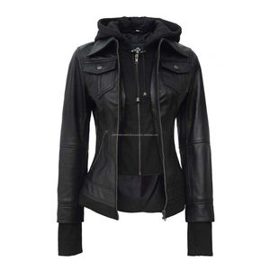 Promotion Prix de gros Veste en cuir véritable pour femmes |   Vêtement de mode, veste en cuir véritable chaude d'hiver pour femmes adultes - Product Image 1