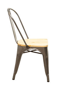 Industrial Vintage Style <b>Stackable</b> Metal <b>Chair</b> with Wooden Seat Rustic Wood Bar <b>Dining</b> Restaurant <b>Chairs</b> Iron Material - Product Image 6