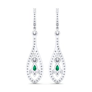 Pendientes Colgantes de Plata de Ley 925 Hechos a Mano REYES con Gema de Esmeralda de Corte Pera de 0.42 Quilates, Joyería de Moissanita con Certificado GRA - Product Image 3