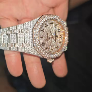 King Elite <b>Men's</b> Moissanite Diamond Luxury Watch Quartz Hip Hop Timepiece Alloy Case Glass Dial 5mm Thickness - Product Image 2