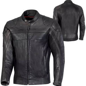 Chaqueta de Cuero con Cuello Alto para Jóvenes, Chaqueta de Motociclista de Cuero Auténtico Negra, Personaliza Tu Chaqueta de Motociclista de Cuero para Hombre - Product Image 1