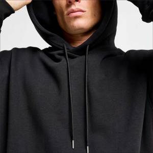 STREET <b>FLEECE</b> OVERHEAD <b>BLACK</b> ZIPPER-UP HOODIE PREMIUM HEAVYWEIGHT COTTON STREETWEAR OVERSIZED CASUAL AUTUMN EMBROIDERED MEN - Product Image 5