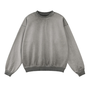 Producto de alta tendencia Mejor costura Lavado ácido Tamaño personalizado 100% algodón O Cuello Básicos Sudadera de mezcla de algodón para hombres - Product Image 6