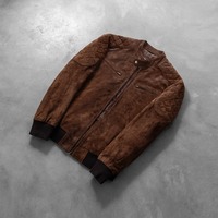 Veste bomber d'hiver en cuir suédé véritable pour homme, haute qualité, imperméable, coupe-vent, respirante, design sur mesure