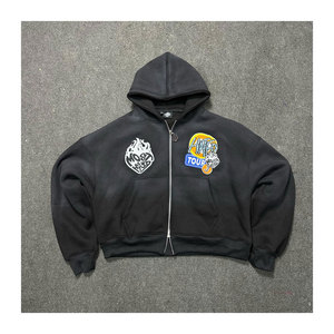 Sweat-shirts à capuche personnalisés avec logo, 500 g/m², coupe ample, poids lourd, impression personnalisée, broderie, fermeture éclair en coton, streetwear pour hommes - Product Image 1