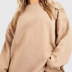 Venta al por mayor personalizado negro sudadera Oversize Top Fleece Sudadera con capucha de impresión de algodón liso de cuello redondo de las mujeres Sudadera con capucha/Sudaderas Mujeres - Product Image 5