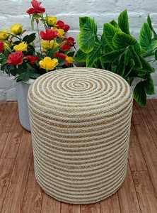 POUF OTTOMAN SIÈGES NOIR et BLANC TOP JUTE COTON CONCEPTION COTON MACRAME PERSONNALISÉ HOME BUREAU HÔTELS UTILISATION BEACH CAFE - Product Image 3