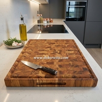 Rechthoekig teakhouten snijplank met eindnerfstructuur, milieuvriendelijk, vaatwasserbestendig, modern design, 2,5 cm dik, fruit snijplank
