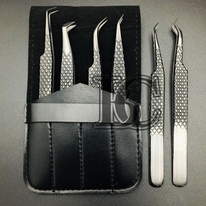 Pinzas de alta calidad Pinzas de extensión de pestañas negras Embalaje Forma cuadrada Bajo MOQ Papel sostenible Plástico visón - Product Image 1