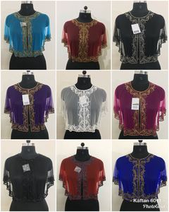 Vente en gros d'été élégant décontracté court Poncho haussement d'épaules robe chemisier nouveau à la mode Unique dernier design main Plus paillettes solide - Product Image 4