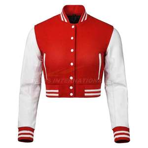 Personalizado para mujer recortada Varsity chaqueta OEM bordado logotipo personalizado béisbol Letterman chaquetas fábrica a granel proveedor - Product Image 1